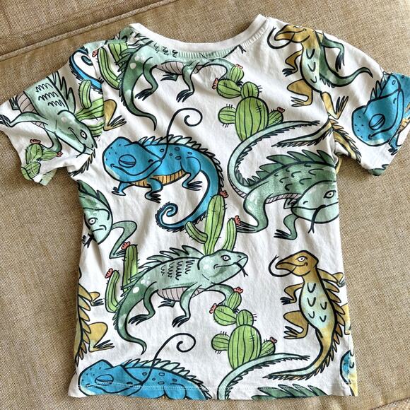 H & M Basic 100% Organic Cotton Short Sleeve T Shirt Tee Dinosaurs Print 6x / 7 - Picture 3 of 7